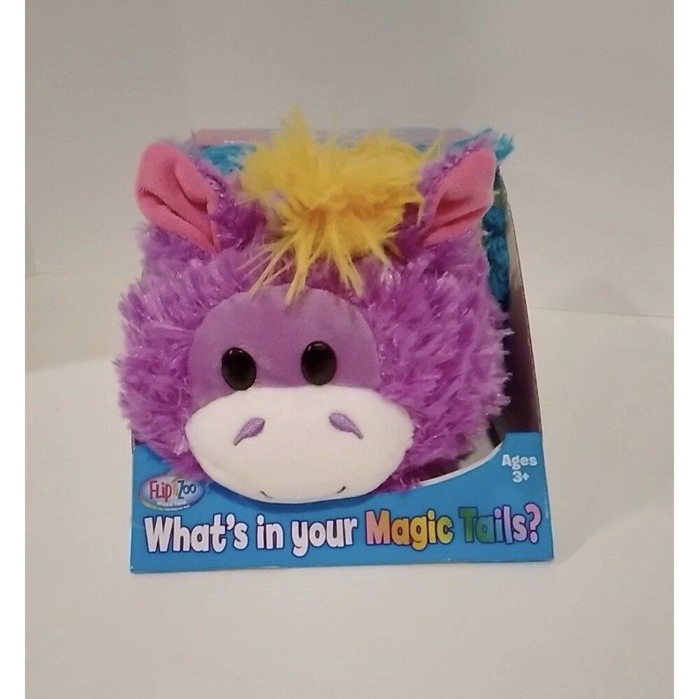 NEW Flip a Zoo 12" Magic Tails Dragon to Unicorn Bag Pocket Fuzzy Soft Colorful